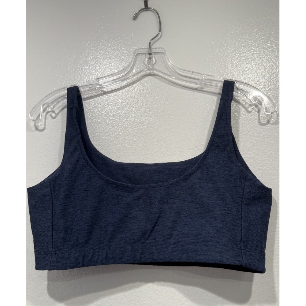 Outdoor Voices Double Time Sports Bra Scoopneck Top Size Large Heather Blue Gym - Picture 2 of 6